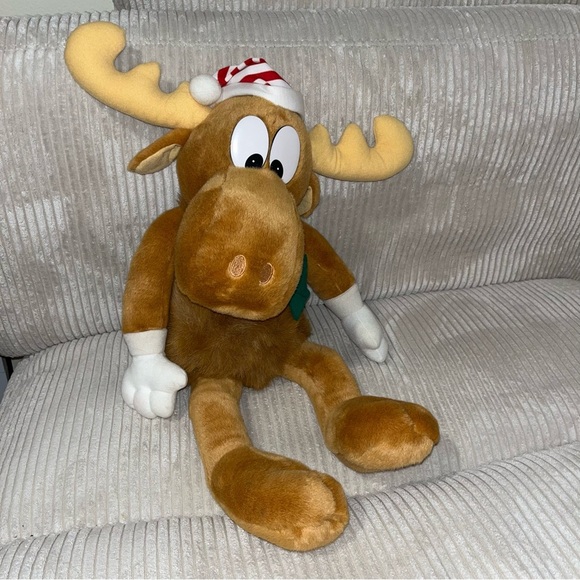 1996 24” Macy’s BULLWINKLE Large Plush Christmas Stuffed Animal Moose Rocky - Picture 1 of 7